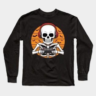 Skeleton Video Game Halloween Costume Gamer Long Sleeve T-Shirt